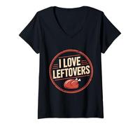 Donna I Love Leftovers Cucina Pratica del Cibo in Cucina - Maglietta con Collo a V