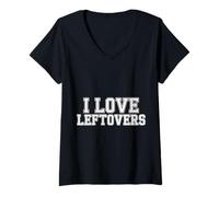 Donna I Love Leftovers Cucina Pratica del Cibo in Cucina - Maglietta con Collo a V