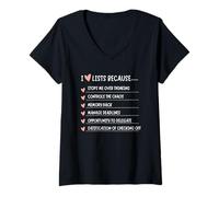 Donna I Love Lists Because I Love Making Lists Lister Womens Maglietta con Collo a V