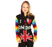 Donna i Love London Cotone Folletto A Cappuccio Multicolore Hippie Giacca con