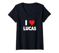 Donna I Love Lucas - Cuore Maglietta con Collo a V