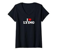 Donna I Love Lying Maglietta con Collo a V