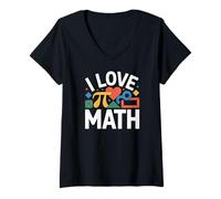 Donna I Love Math Fun Geometry Pi Forme Maglietta con Collo a V