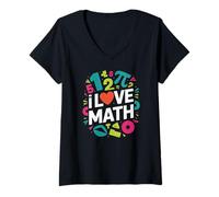 Donna I Love Math Numeri Luminosi Geometria Pi Maglietta con Collo a V