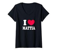 Donna I Love Mattia Maglietta con Collo a V