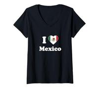 Donna I Love Mexico I Heart Mexico Mexican Maglietta con Collo a V