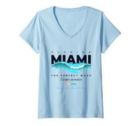 Donna I Love Miami FL., Miami Beach Outfit Illustration Graphic Maglietta con Collo a V