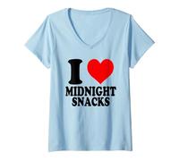 Donna I Love Midnight Snacks Maglietta con Collo a V