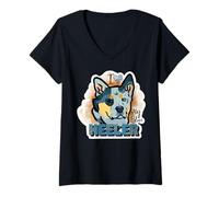 Donna I Love My Blue Heeler Cane Mamma Papà Kawaii Australiano Bovino Maglietta con Collo a V