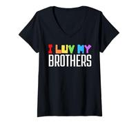 Donna I Love My Brothers Pride Brother Divertente Bambini Ragazzi Ragazze Maglietta con Collo a V