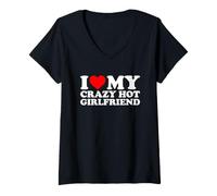 Donna I Love My Crazy Hot Girlfriend Maglietta con Collo a V