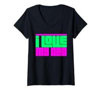 Donna I Love My Dad Toddler Shirt Cute Baby I Love My Dad Maglietta con Collo a V