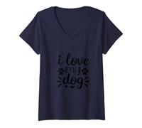 Donna I Love My Dog Pet Lovers Gift Fur Moms Cute Dog Lover Gift Maglietta con Collo a V