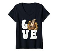 Donna I Love My Frenchie Dad Gnome Graphic For French Bulldog Mom Maglietta con Collo a V