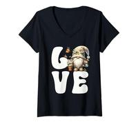 Donna I Love My Garden Gnomes With Daisy Flowers And Butterflies Maglietta con Collo a V