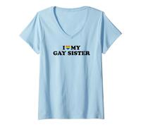 Donna I Love My Gay Sister Maglietta con Collo a V