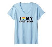 Donna I Love My Gay Son Maglietta con Collo a V