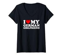 Donna I Love My German Girlfriend Maglietta con Collo a V