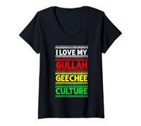 Donna I Love My Gullah Geechee Culture Heritage Colors Bold Maglietta con Collo a V