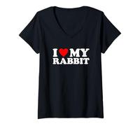 Donna I Love My Rabbit Maglietta con Collo a V
