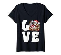 Donna I Love My Shih Tzu Graphic for Dog Grandma Cute Christmas Maglietta con Collo a V