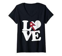 Donna I Love Nepal Flag Heart Viaggio Patriottico Maglietta con Collo a V