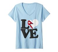 Donna I Love Nepal Flag Heart Viaggio Patriottico Maglietta con Collo a V