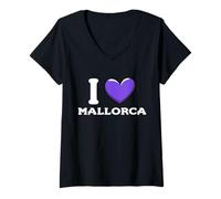 Donna I Love Palma De Mallorca Spagna Maglietta con Collo a V