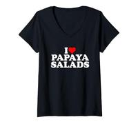 Donna I Love Papaya Salad Maglietta con Collo a V