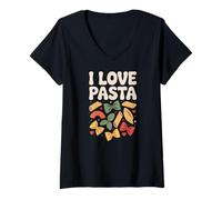 Donna I Love Pasta Delizia Gastronomica Divertimento Foodie Maglietta con Collo a V
