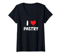 Donna I Love Pastry - Cuore - Bake Bakery Baking Bake Cake Bread Maglietta con Collo a V