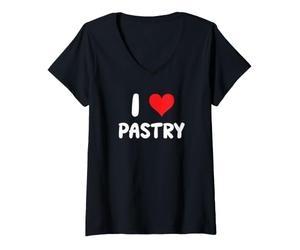 Donna I Love Pastry - Cuore - Bake Bakery Baking Bake Cake Bread Maglietta con Collo a V