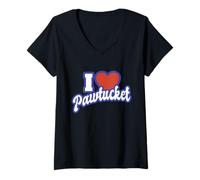 Donna I Love Pawtucket Rhode Island Maglietta con Collo a V