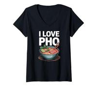Donna I Love Pho Noodles Cucina vietnamita Maglietta con Collo a V