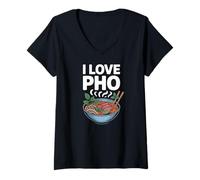 Donna I Love Pho Noodles Zuppa Appassionati Delizia Maglietta con Collo a V
