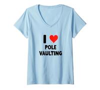 Donna I Love Pole Vault Vaulting Vaulter Heart Run Runner Corsa Maglietta con Collo a V