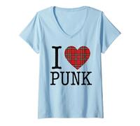 Donna I Love Punk Rock Heart Music Mosh Pit Band Membro Chitarra Ska Maglietta con Collo a V
