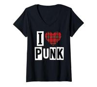 Donna I Love Punk Rock Heart Music Mosh Pit Band Membro Chitarra Ska Maglietta con Collo a V
