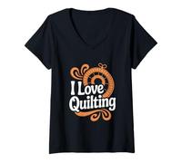 Donna I Love Quilting Cucito Arte Cucito Maglietta con Collo a V