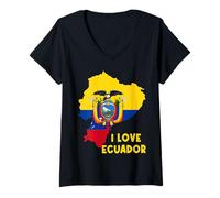 Donna I Love Quito Hello Ecuador Mappa Bandiera Orgoglioso Ecuadoriano papà Mamma Maglietta con Collo a V