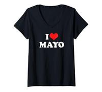 Donna I Love Red Heart Mayo Maionese Sandwich Amante Maglietta con Collo a V
