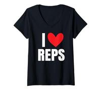 Donna I Love Reps Palestra Fitness Sollevamento Sollevamento Pesi Maglietta con Collo a V