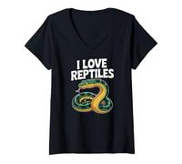 Donna I Love Reptiles Serpent Enthusiast Design Maglietta con Collo a V