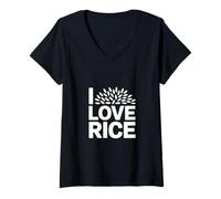 Donna I Love Rice Enthusiast Dichiarazione Maglietta con Collo a V