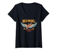 Donna I Love Rock & Roll, Rock And Roll Eagle, Cool Rock N' Roll Maglietta con Collo a V