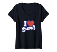 Donna I Love Roswell New Mexico Maglietta con Collo a V