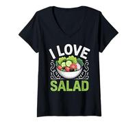 Donna I Love Salad Veggies Veganism World Vegan Day Maglietta con Collo a V