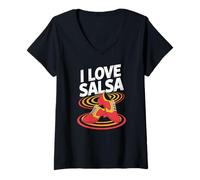 Donna I Love Salsa Appassionato di danza colorata Maglietta con Collo a V