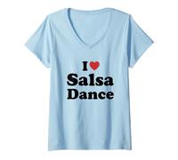 Donna I Love Salsa Dance Maglietta con Collo a V