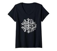 Donna I Love Snow Days Art Snowflake, Tema Invernale per Il Freddo Maglietta con Collo a V